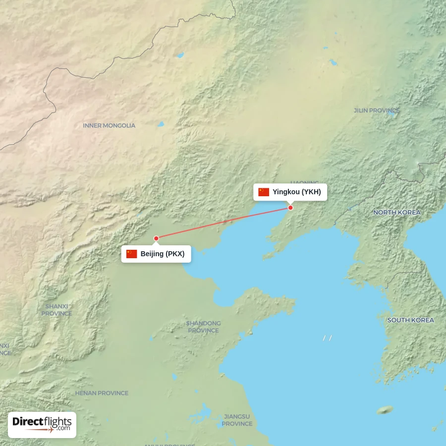 PKX - YKH route map