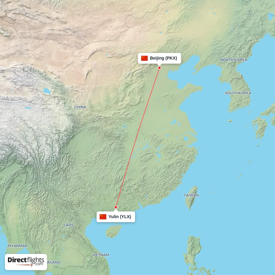 PKX - YLX route map
