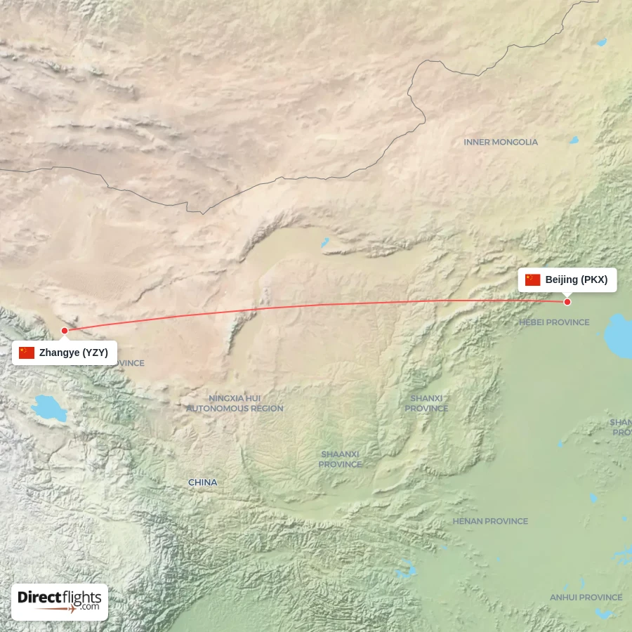 PKX - YZY route map