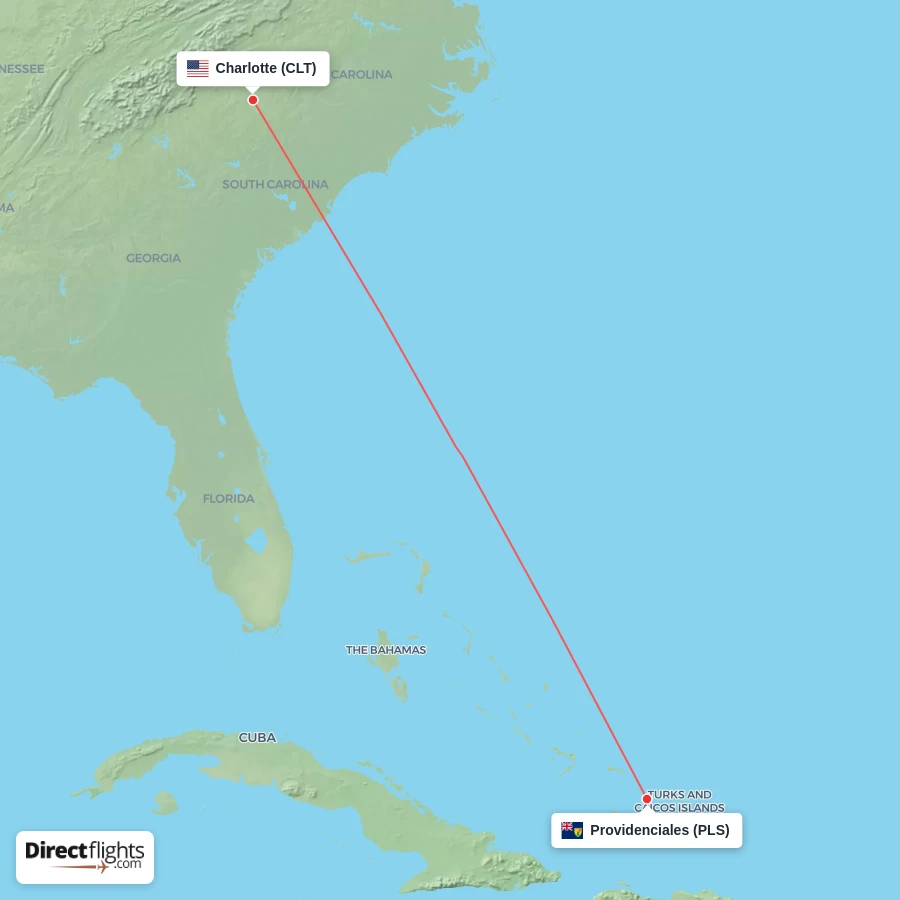 PLS - CLT route map