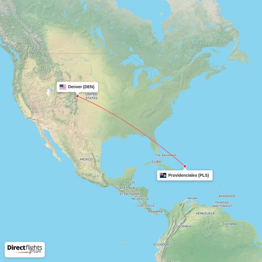 PLS - DEN route map