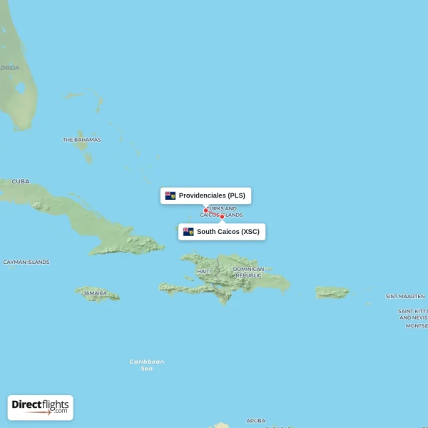 Providenciales - South Caicos direct flight map