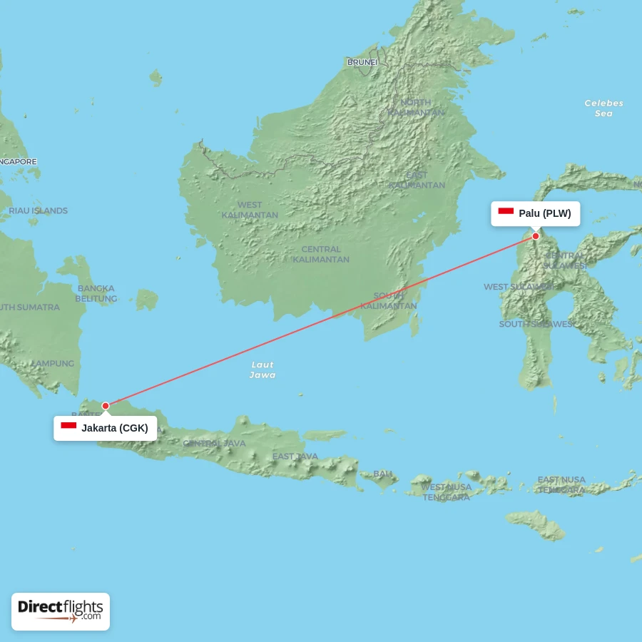 PLW - CGK route map