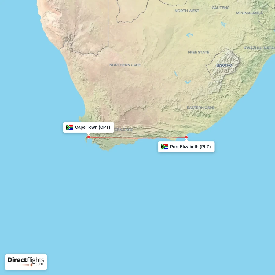 PLZ - CPT route map