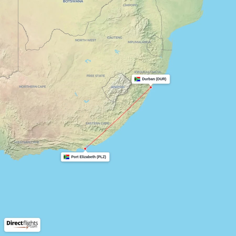 PLZ - DUR route map