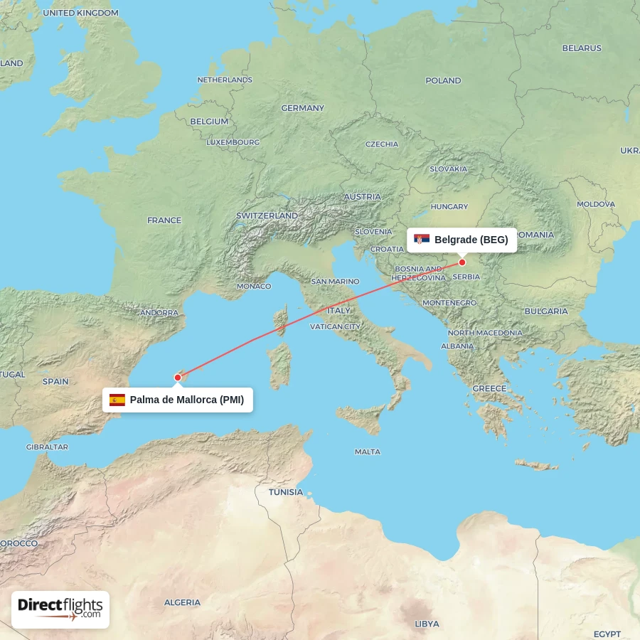 PMI - BEG route map