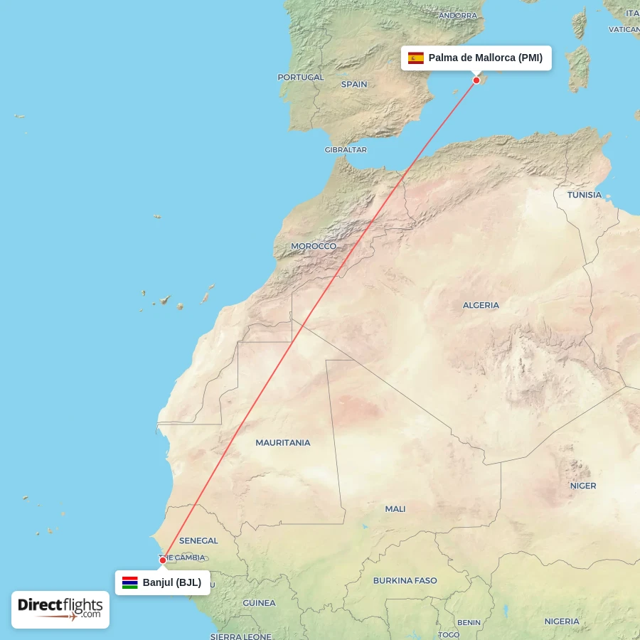PMI - BJL route map