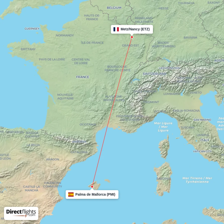 PMI - ETZ route map