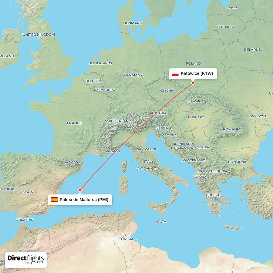 PMI - KTW route map