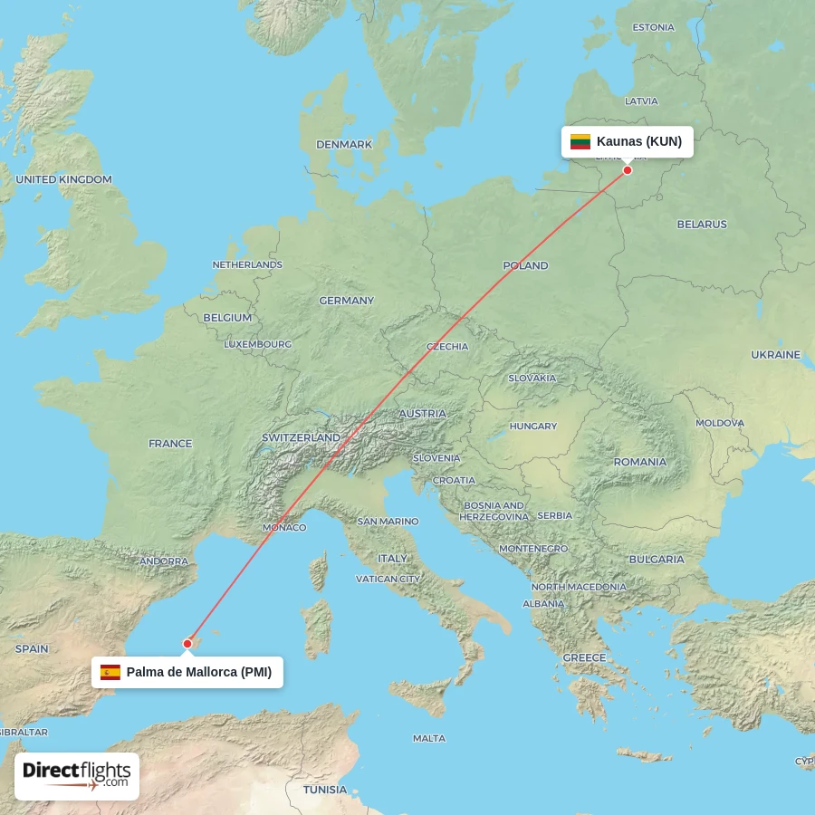 PMI - KUN route map