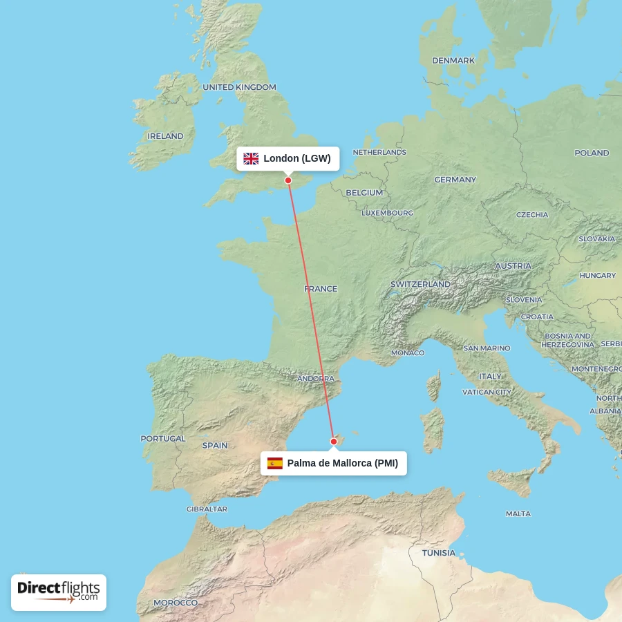 PMI - LGW route map