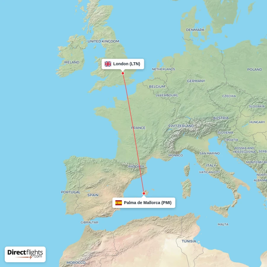 PMI - LTN route map