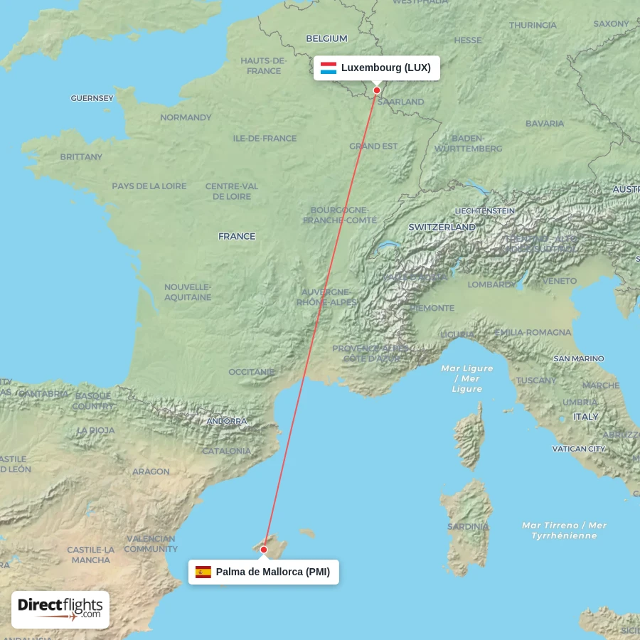 PMI - LUX route map