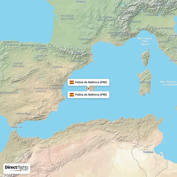 Palma de Mallorca - Palma de Mallorca direct flight map