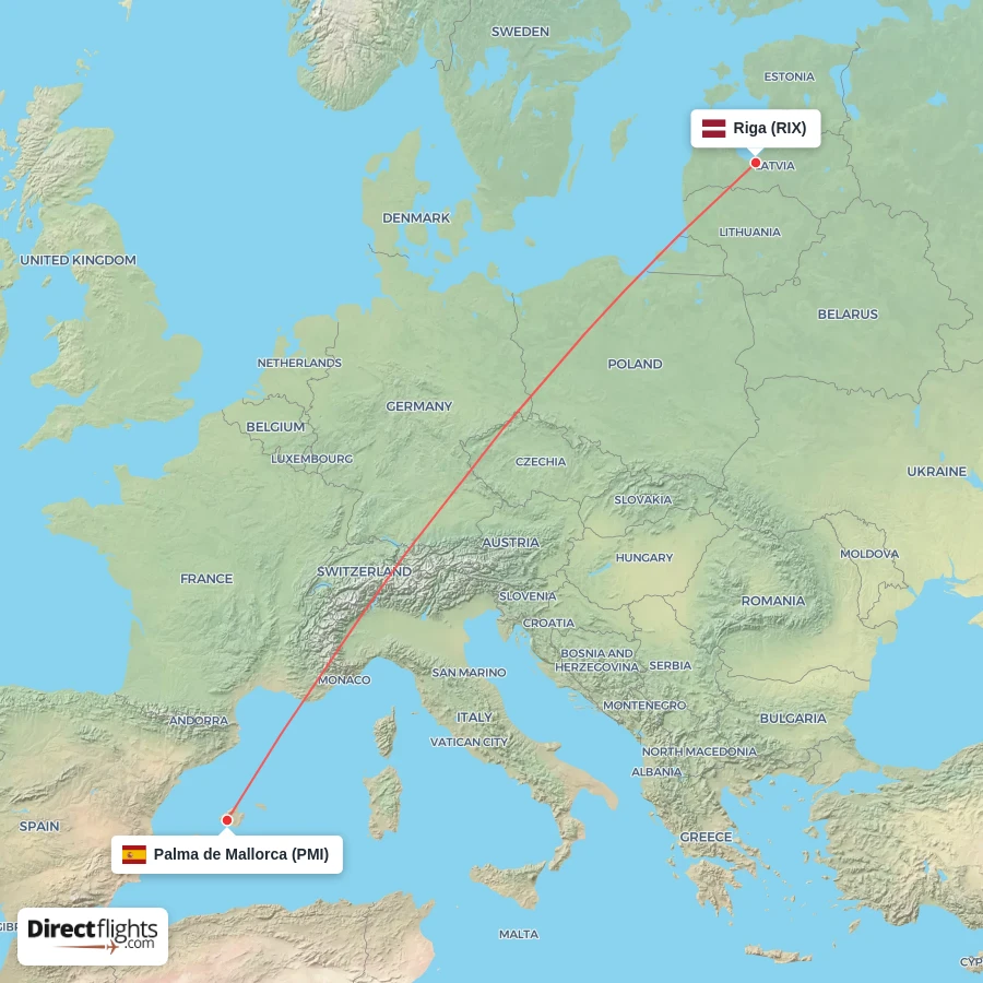 PMI - RIX route map