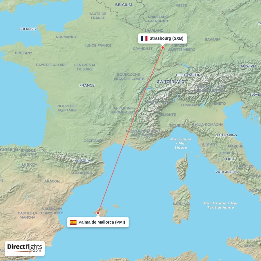 PMI - SXB route map