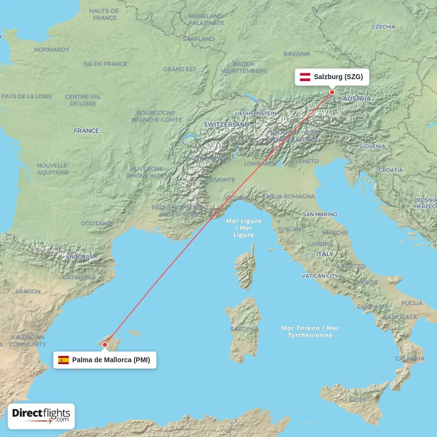 PMI - SZG route map