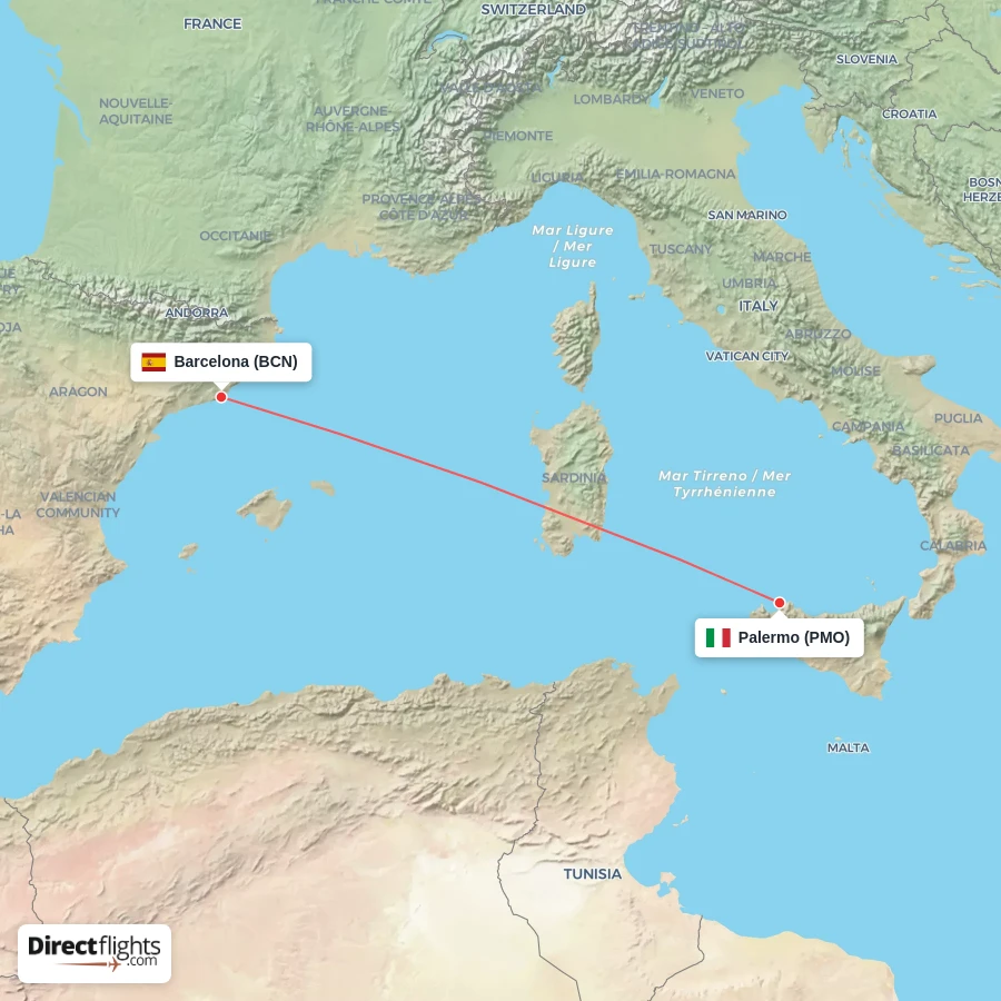 PMO - BCN route map