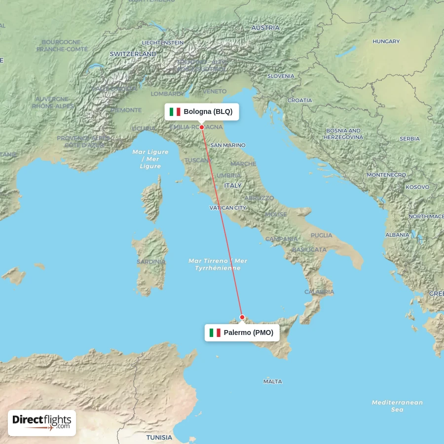 PMO - BLQ route map