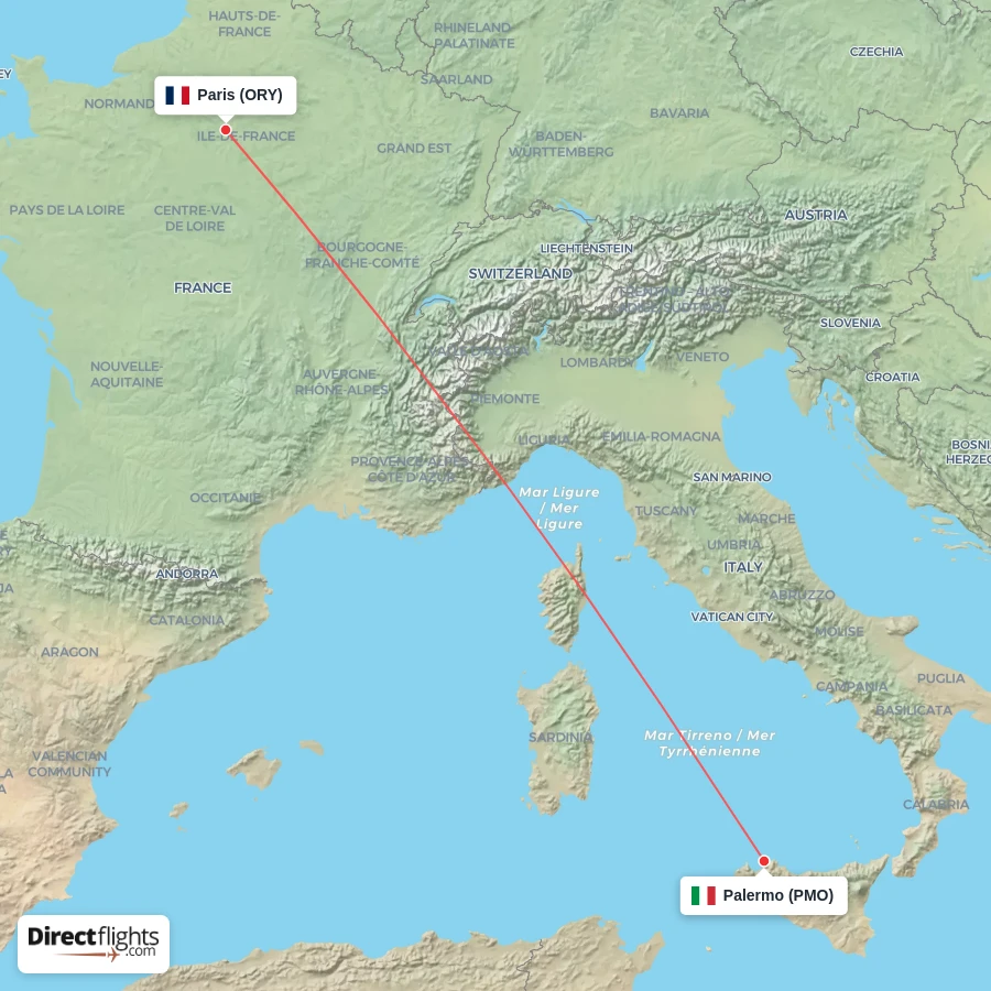 PMO - ORY route map