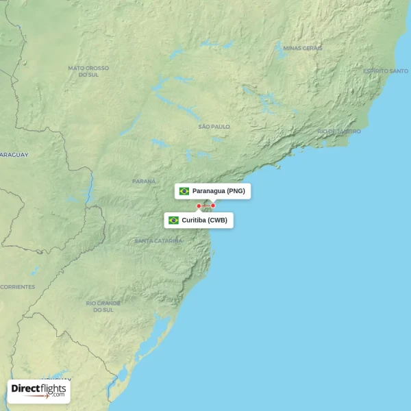 Paranagua - Curitiba direct flight map