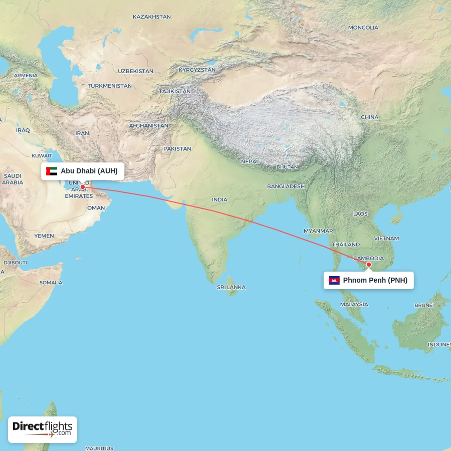PNH - AUH route map