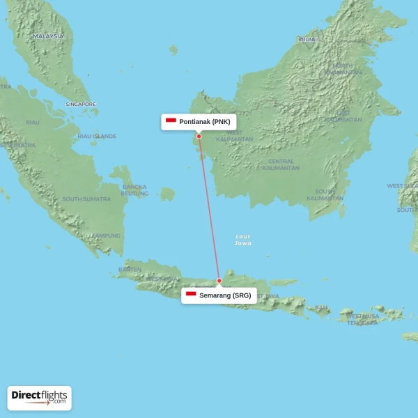 Pontianak - Semarang direct flight map
