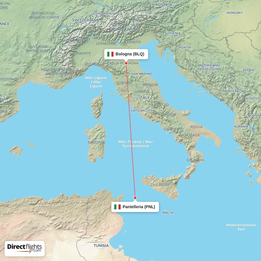 PNL - BLQ route map