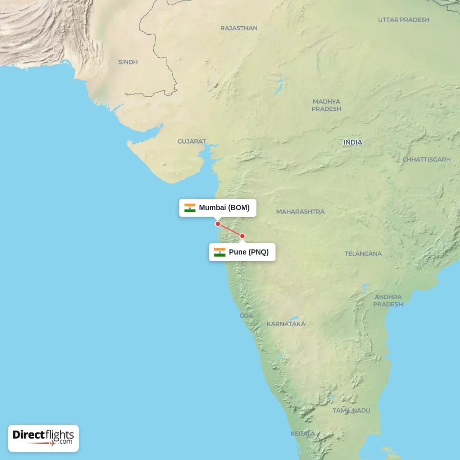 PNQ - BOM route map