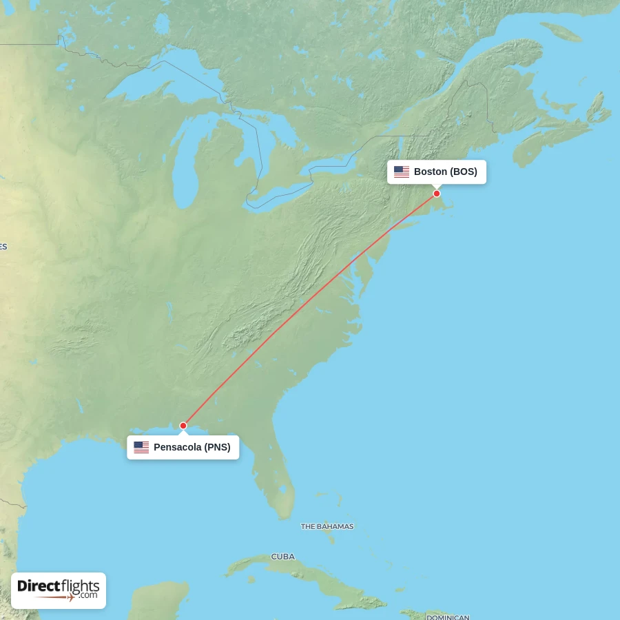 PNS - BOS route map