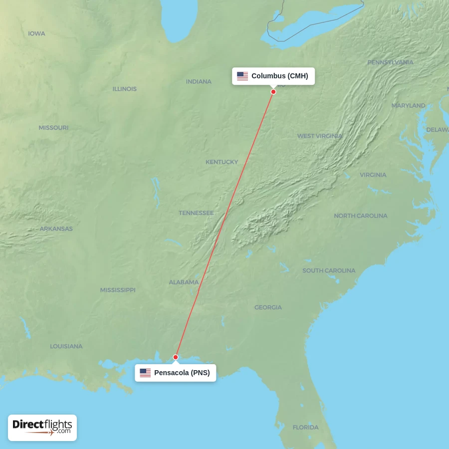 PNS - CMH route map