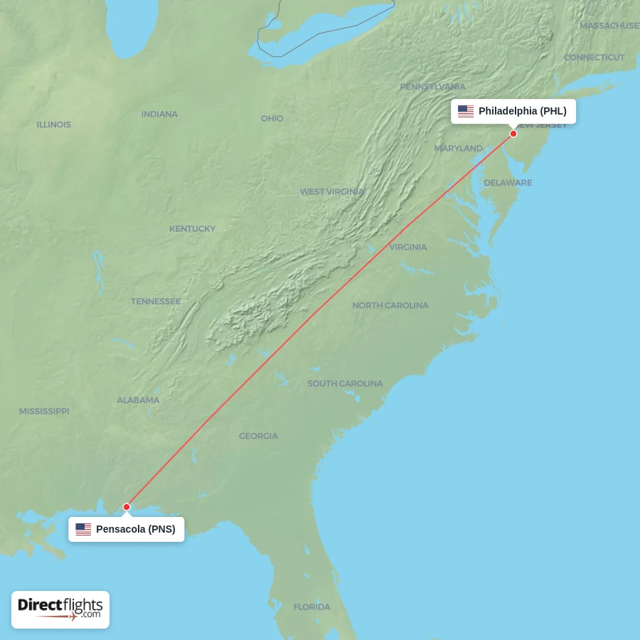 PNS - PHL route map