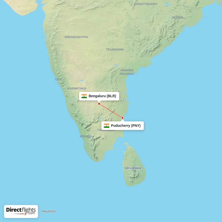 PNY - BLR route map