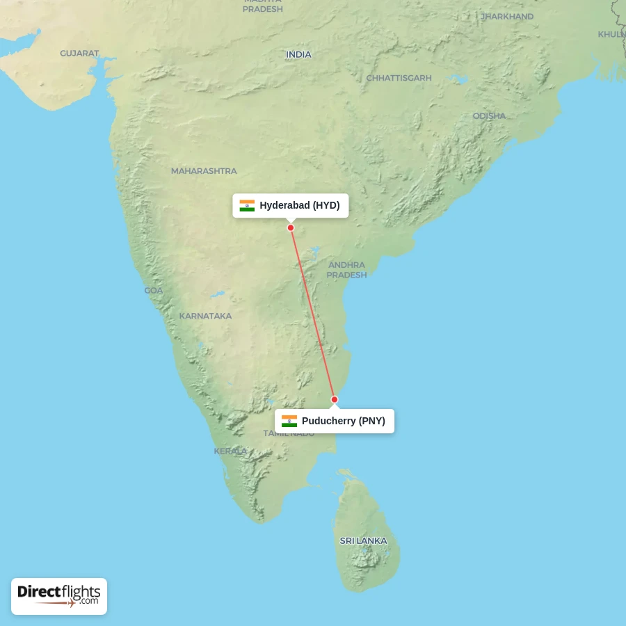 PNY - HYD route map