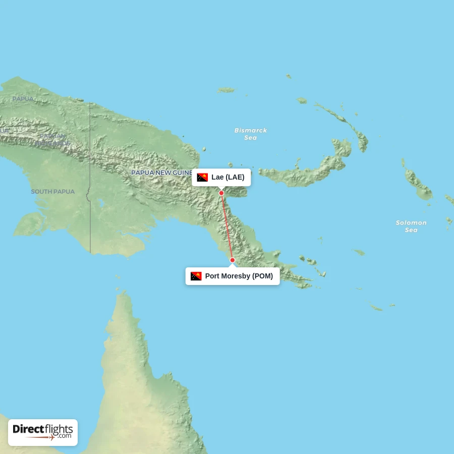 POM - LAE route map