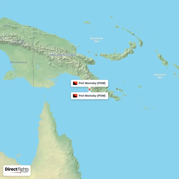 Port Moresby - Port Moresby direct flight map