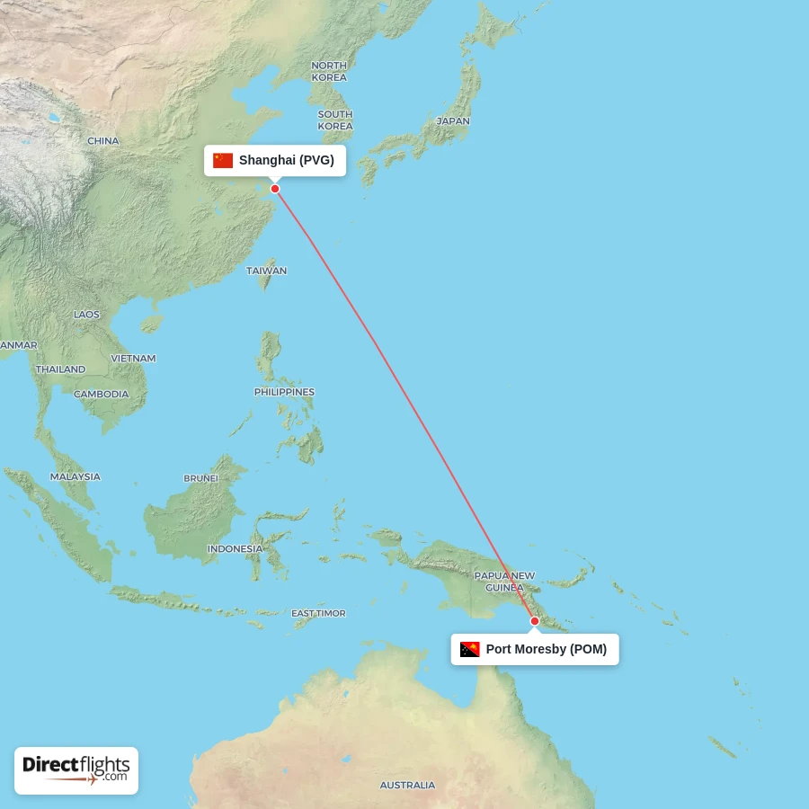 POM - PVG route map