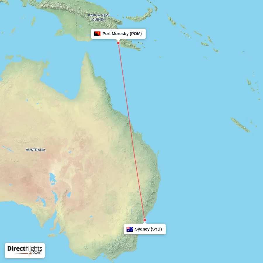 POM - SYD route map