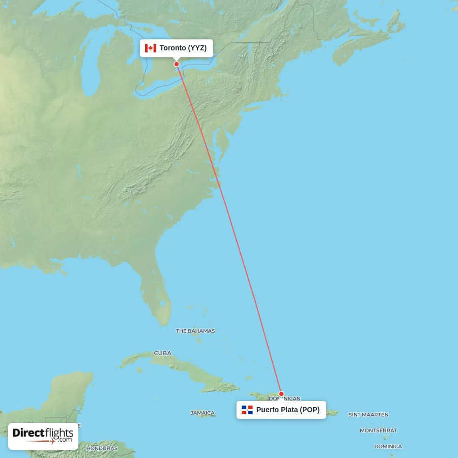 POP - YYZ route map