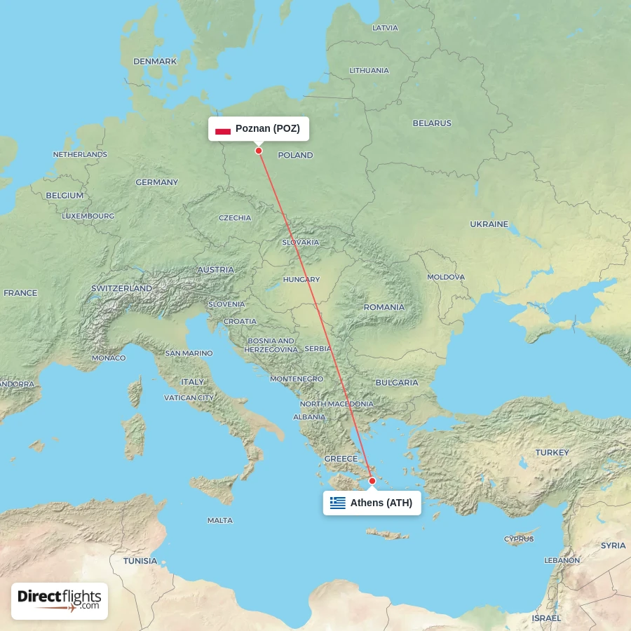 POZ - ATH route map