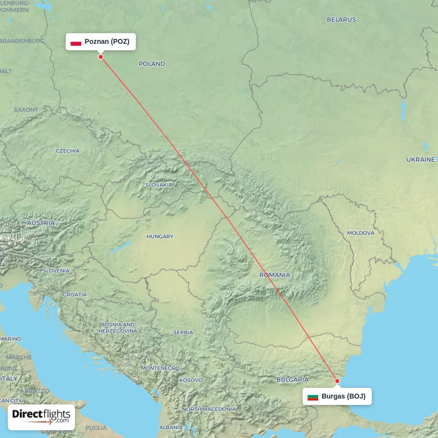 POZ - BOJ route map