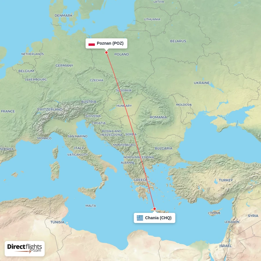 POZ - CHQ route map