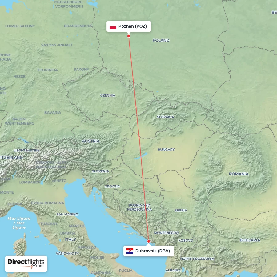 POZ - DBV route map