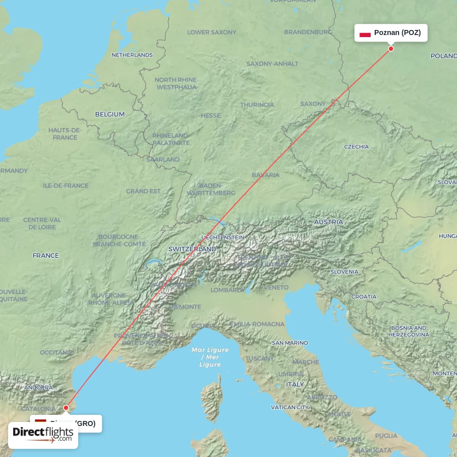 POZ - GRO route map