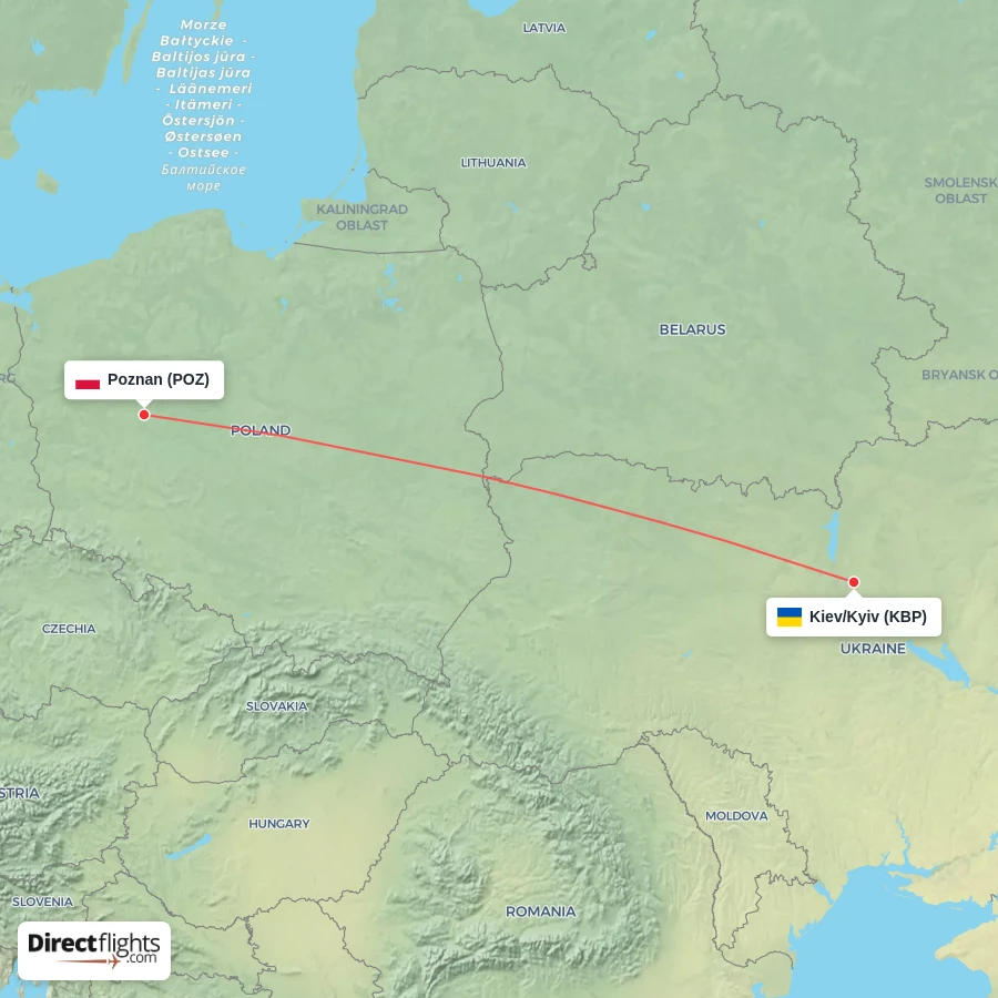 POZ - KBP route map