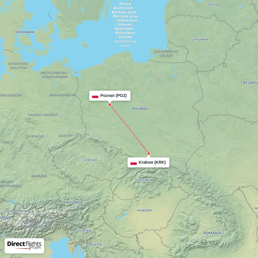 POZ - KRK route map