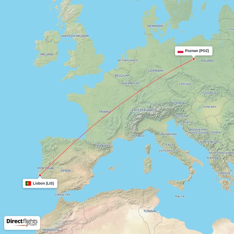 POZ - LIS route map