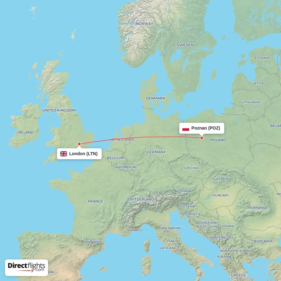 POZ - LTN route map