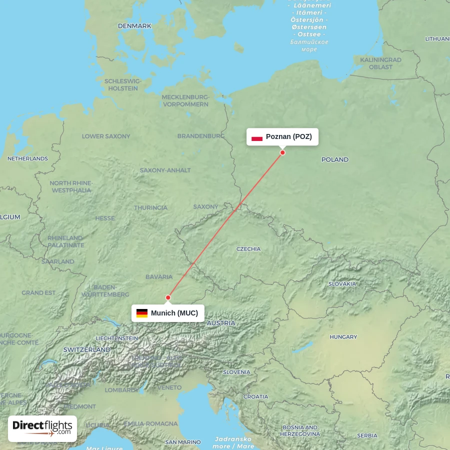 POZ - MUC route map