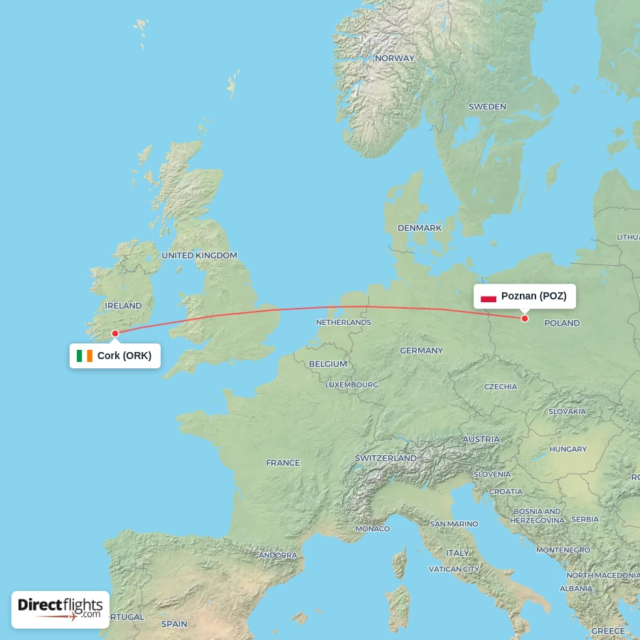 POZ - ORK route map